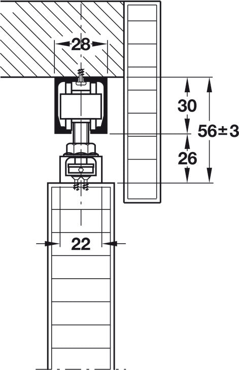 Hafele HAWA Junior 40/Z Sliding Door Hardware Set (Track NOT Included)