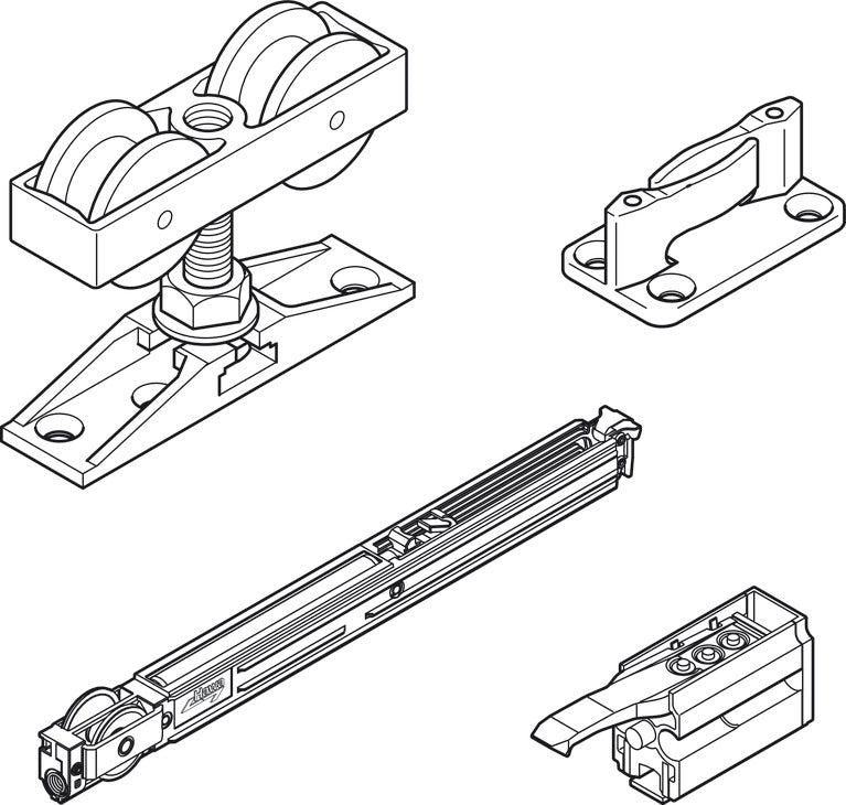 Hafele HAWA Junior 80/Z Sliding Door Hardware Set (Track NOT Included)