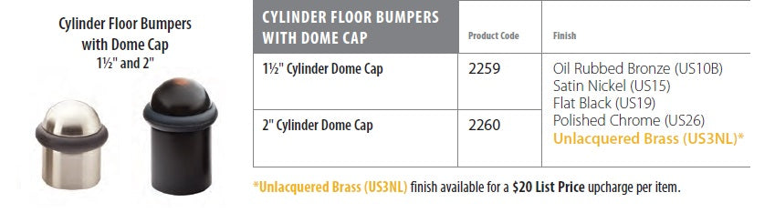 Emtek - Cylinder Bumper with Dome Cap Door Stops