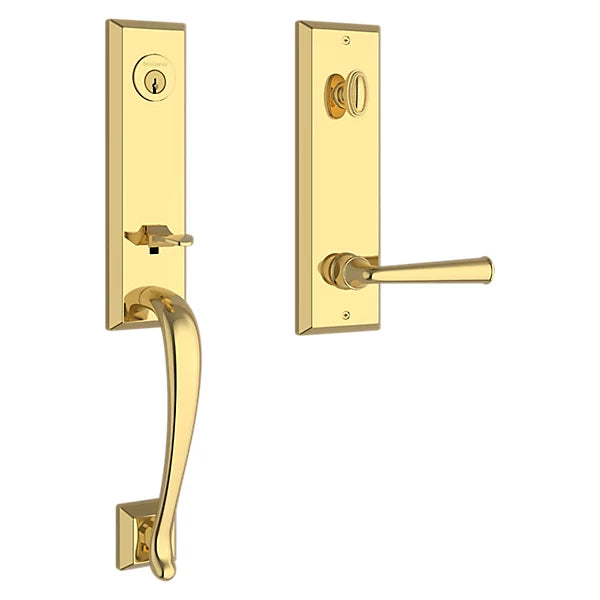 Baldwin - Reserve Collection - Tubular Entry Handlesets - Del Mar 3/4 Escutcheon Emergency Egress Handleset w/ Federal Lever & Square Bevel Rose