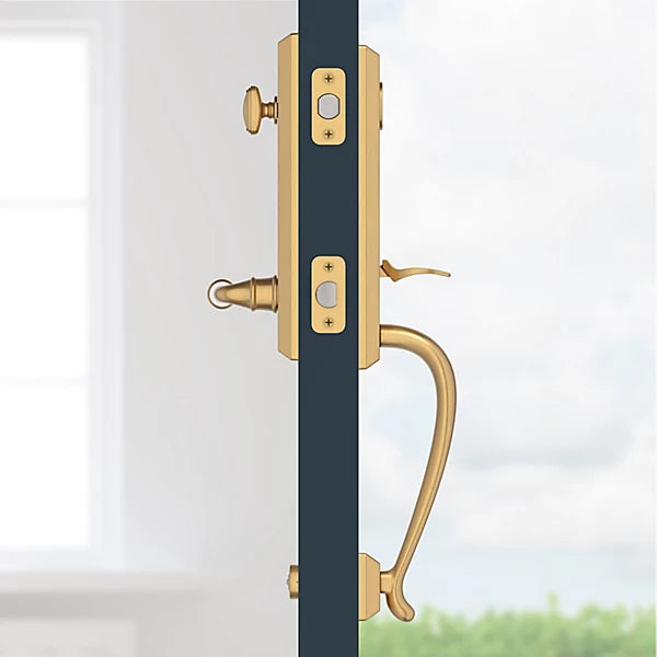 Baldwin - Reserve Collection - Tubular Entry Handlesets - Del Mar 3/4 Escutcheon Emergency Egress Handleset w/ Federal Lever & Square Bevel Rose