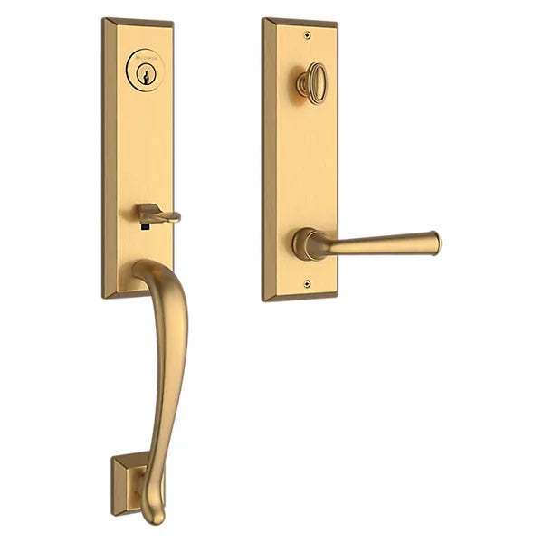 Baldwin - Reserve Collection - Tubular Entry Handlesets - Del Mar 3/4 Escutcheon Emergency Egress Handleset w/ Federal Lever & Square Bevel Rose