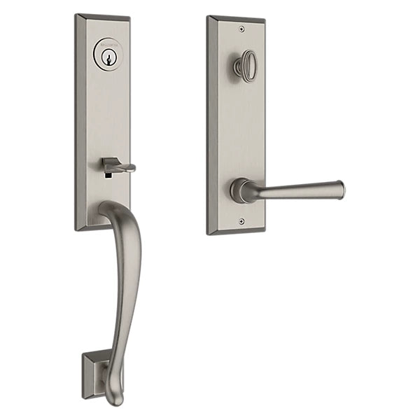 Baldwin - Reserve Collection - Tubular Entry Handlesets - Del Mar 3/4 Escutcheon Emergency Egress Handleset w/ Federal Lever & Square Bevel Rose