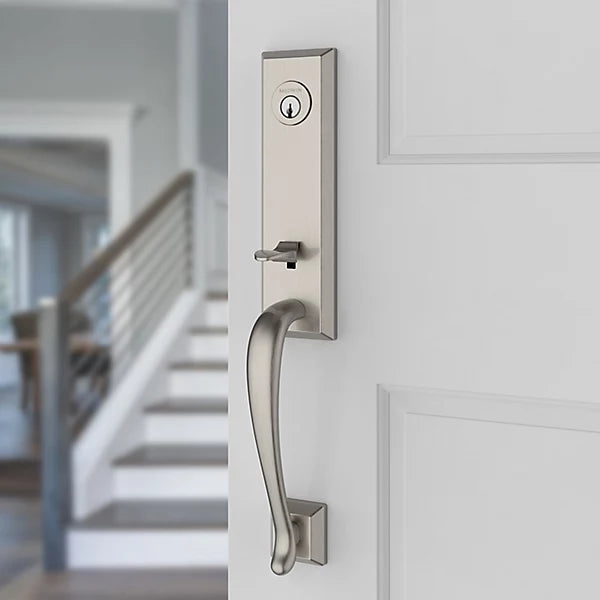 Baldwin - Reserve Collection - Tubular Entry Handlesets - Del Mar 3/4 Escutcheon Emergency Egress Handleset w/ Federal Lever & Square Bevel Rose