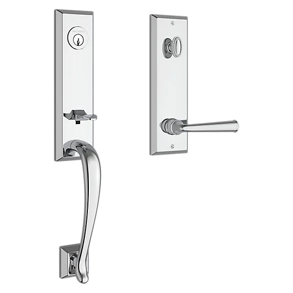 Baldwin - Reserve Collection - Tubular Entry Handlesets - Del Mar 3/4 Escutcheon Emergency Egress Handleset w/ Federal Lever & Square Bevel Rose