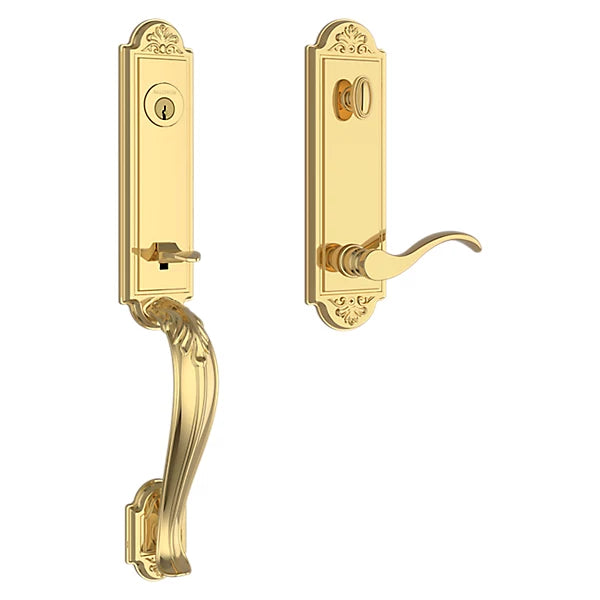 Baldwin - Reserve Collection - Tubular Entry Handlesets - Elizabeth 3/4 Escutcheon Emergency Egress Handleset w/ Curve Lever & Elizabeth Rose