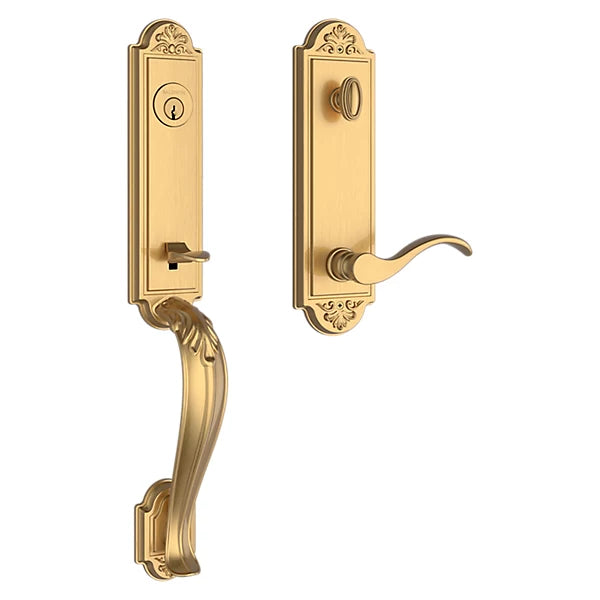 Baldwin - Reserve Collection - Tubular Entry Handlesets - Elizabeth 3/4 Escutcheon Emergency Egress Handleset w/ Curve Lever & Elizabeth Rose