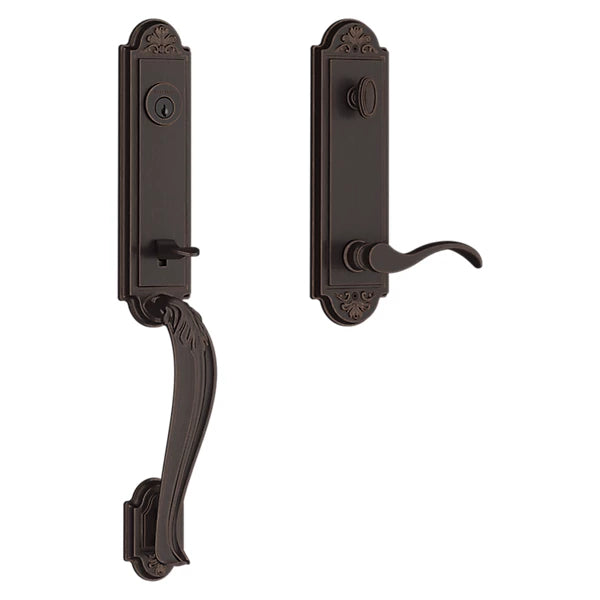 Baldwin - Reserve Collection - Tubular Entry Handlesets - Elizabeth 3/4 Escutcheon Emergency Egress Handleset w/ Curve Lever & Elizabeth Rose