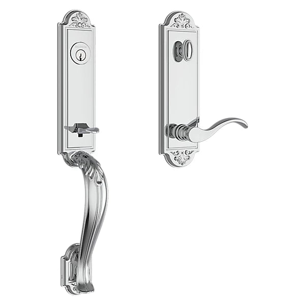 Baldwin - Reserve Collection - Tubular Entry Handlesets - Elizabeth 3/4 Escutcheon Emergency Egress Handleset w/ Curve Lever & Elizabeth Rose