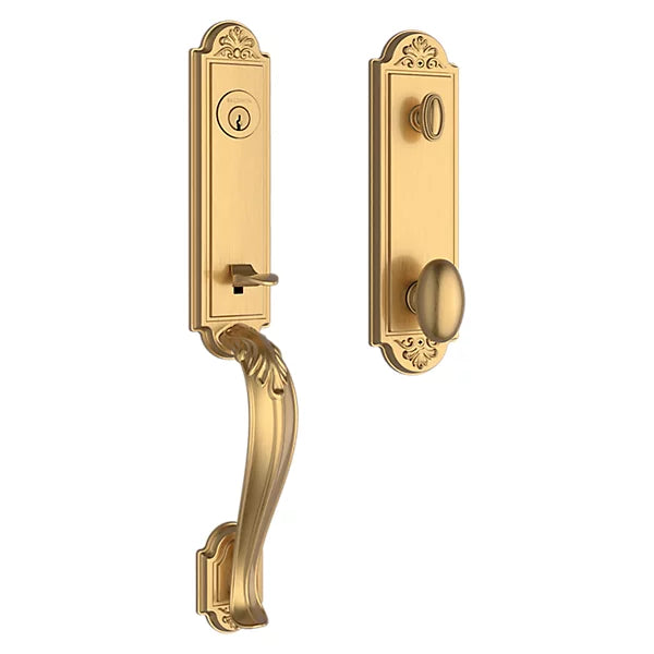 Baldwin - Reserve Collection - Tubular Entry Handlesets - Elizabeth 3/4 Escutcheon Emergency Egress Handleset w/ Ellipse Knob & Elizabeth Rose