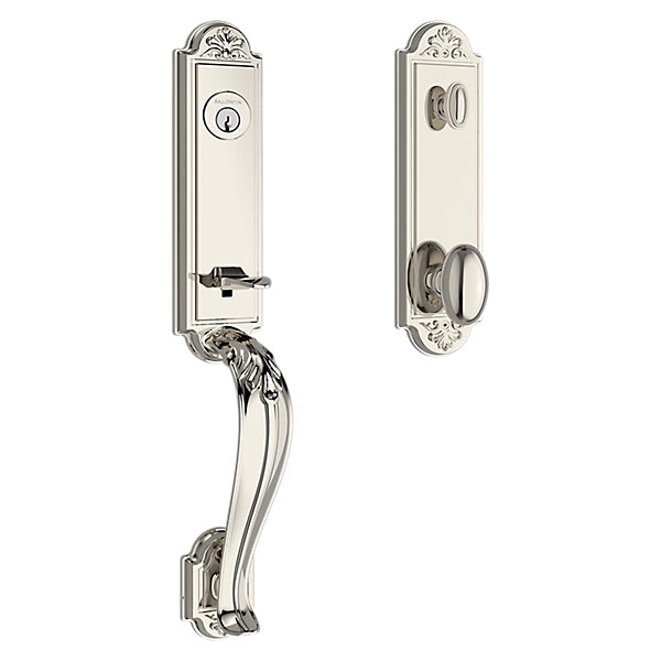 Baldwin - Reserve Collection - Tubular Entry Handlesets - Elizabeth 3/4 Escutcheon Emergency Egress Handleset w/ Ellipse Knob & Elizabeth Rose