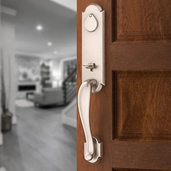 Baldwin - Reserve Collection - Tubular Entry Handlesets - Kodiak 3/4 Escutcheon Emergency Egress Handleset w/ Arched Lever & Rustic Arched Rose