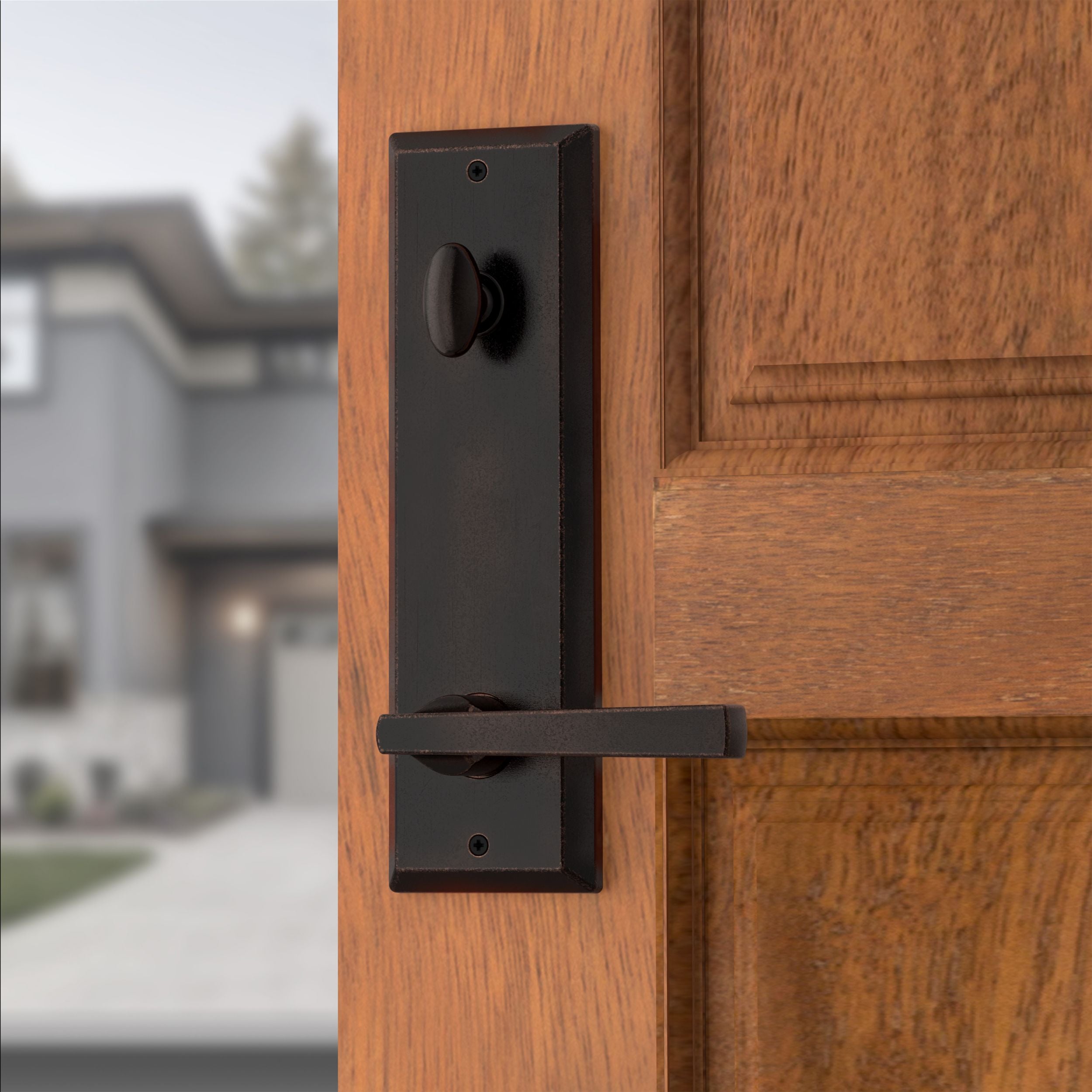 Baldwin - Reserve Collection - Tubular Entry Handlesets - Longview Full Escutcheon Emergency Egress Handleset w/ Taper Lever & Square Bevel Rose