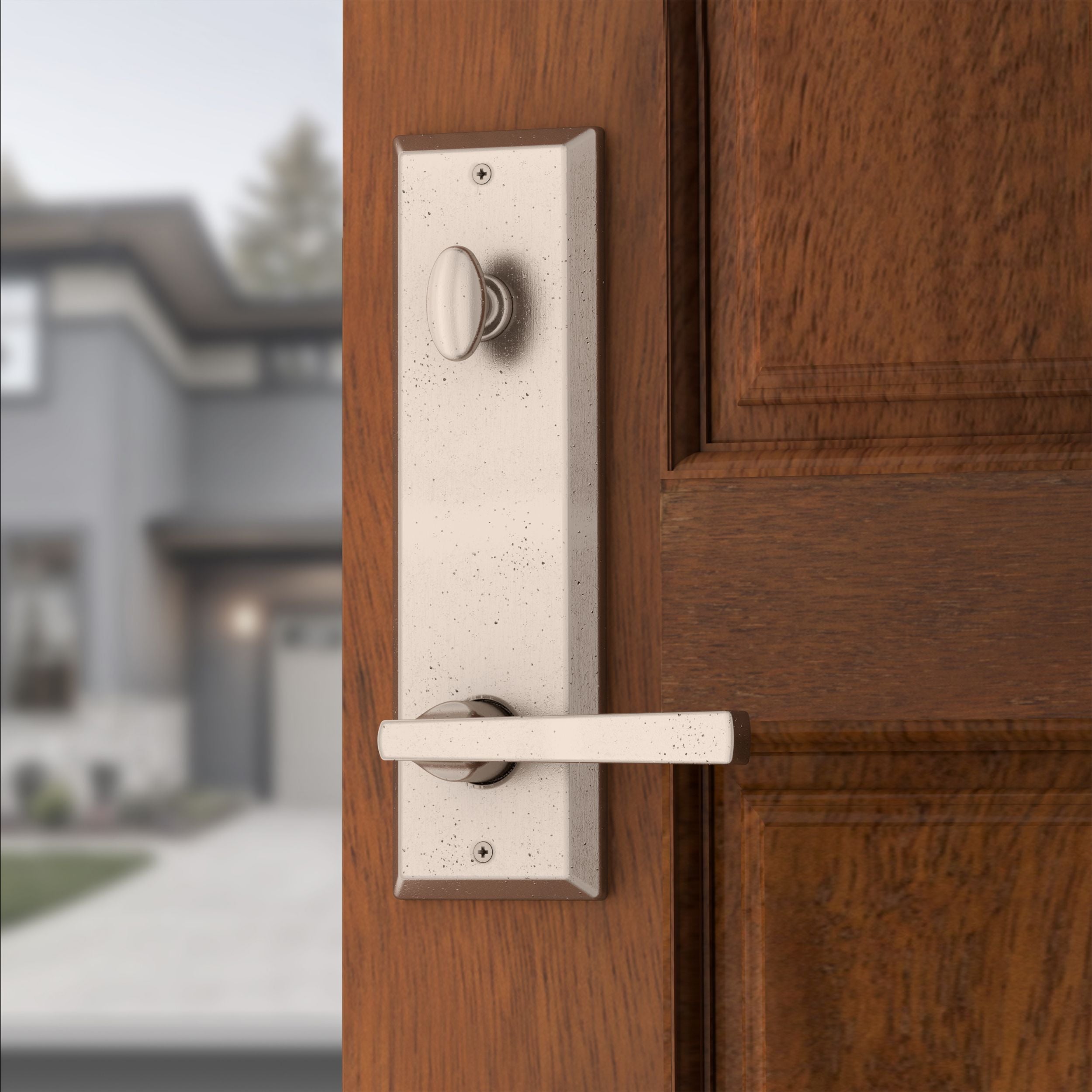 Baldwin - Reserve Collection - Tubular Entry Handlesets - Longview Full Escutcheon Emergency Egress Handleset w/ Taper Lever & Square Bevel Rose