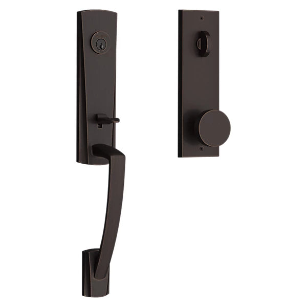 Baldwin - Reserve Collection - Tubular Entry Handlesets - Miami 3/4 Escutcheon Emergency Egress Handleset w/ Contemporary Knob & Contemporary Square Rose