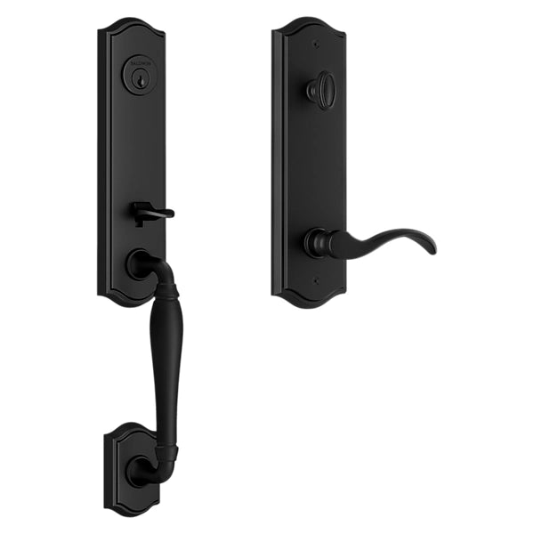 Baldwin - Reserve Collection - Tubular Entry Handlesets - New Hampshire 3/4 Escutcheon Emergency Egress Handleset w/ Curve Lever & Traditional Arched Rose