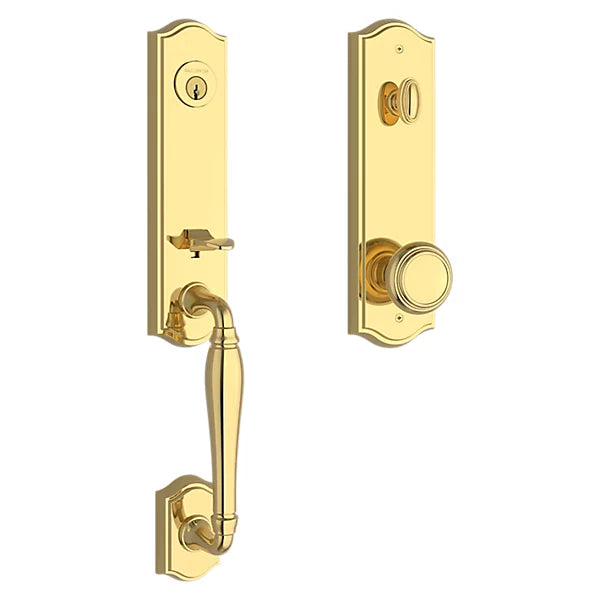 Baldwin - Reserve Collection - Tubular Entry Handlesets - New Hampshire 3/4 Escutcheon Emergency Egress Handleset w/ Traditional Knob & Traditional Arched Rose