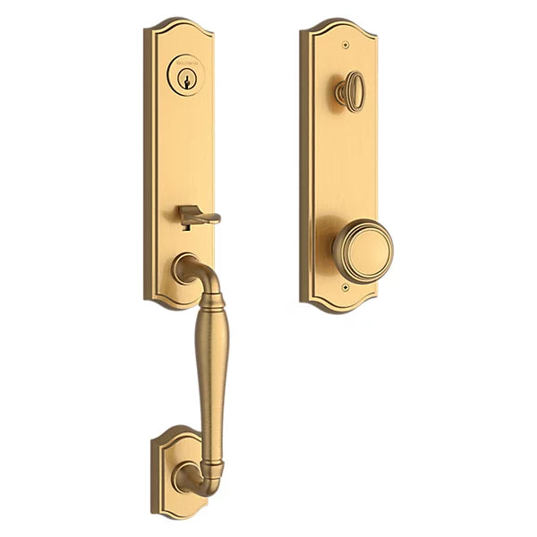 Baldwin - Reserve Collection - Tubular Entry Handlesets - New Hampshire 3/4 Escutcheon Emergency Egress Handleset w/ Traditional Knob & Traditional Arched Rose