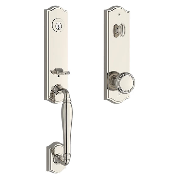 Baldwin - Reserve Collection - Tubular Entry Handlesets - New Hampshire 3/4 Escutcheon Emergency Egress Handleset w/ Traditional Knob & Traditional Arched Rose