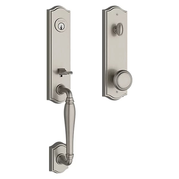 Baldwin - Reserve Collection - Tubular Entry Handlesets - New Hampshire 3/4 Escutcheon Emergency Egress Handleset w/ Traditional Knob & Traditional Arched Rose