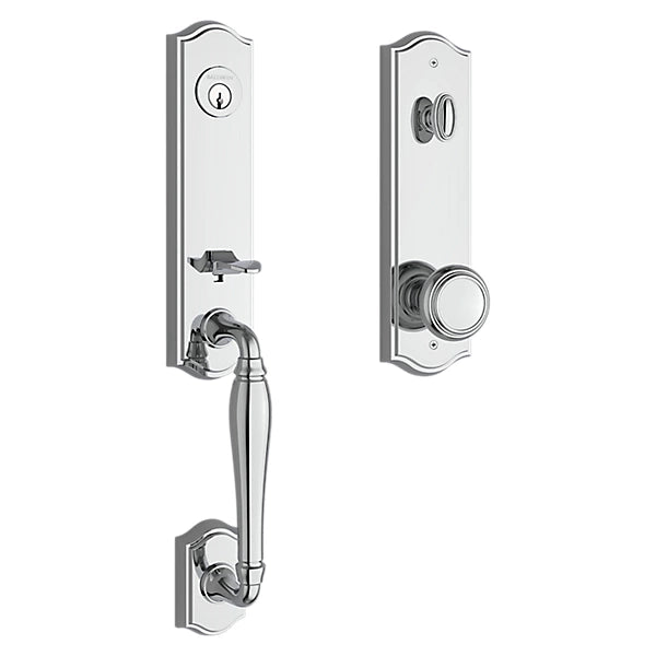 Baldwin - Reserve Collection - Tubular Entry Handlesets - New Hampshire 3/4 Escutcheon Emergency Egress Handleset w/ Traditional Knob & Traditional Arched Rose