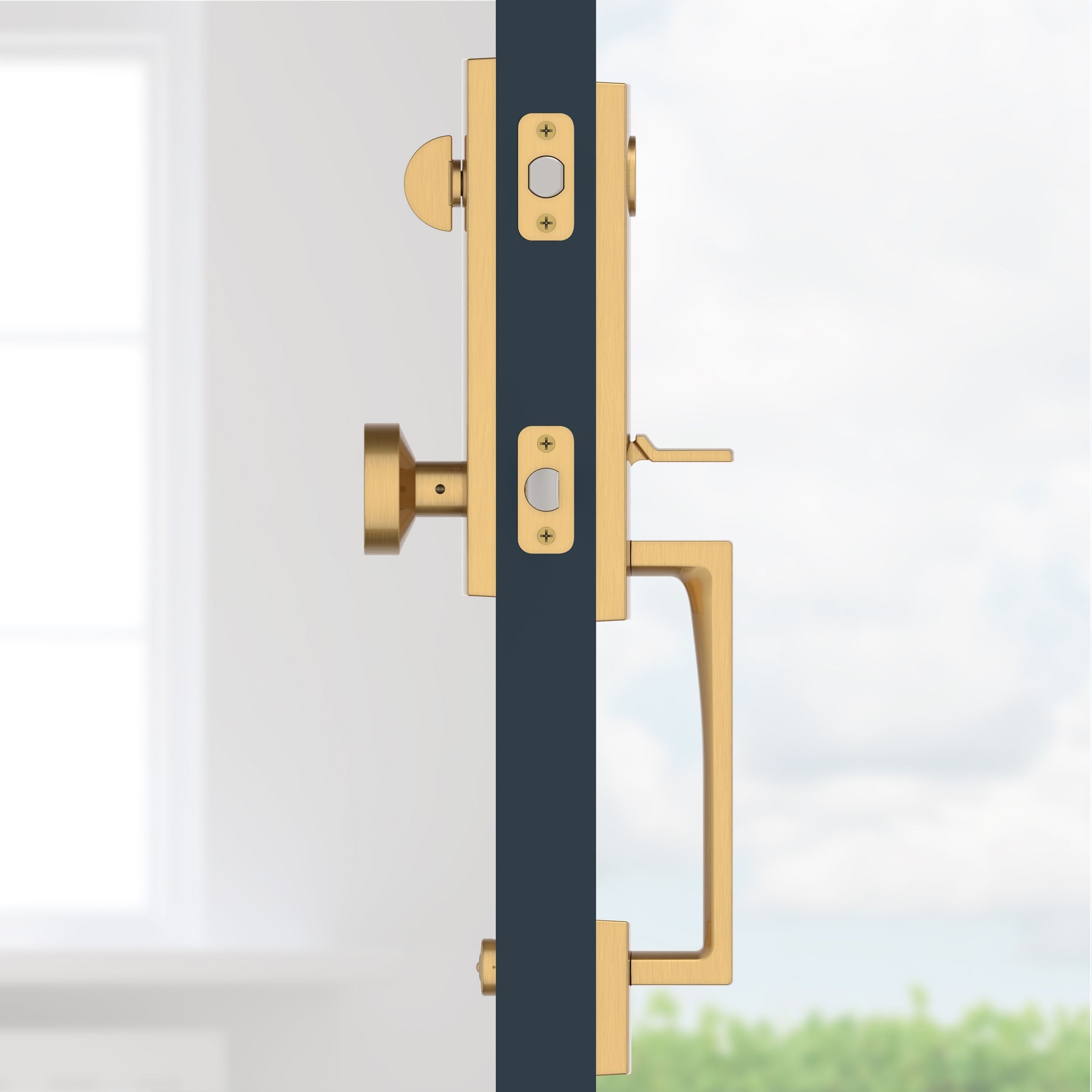 Baldwin - Reserve Collection - Tubular Entry Handlesets - Seattle 3/4 Escutcheon Emergency Egress Handleset w/ Contemporary Knob & Contemporary Square Rose