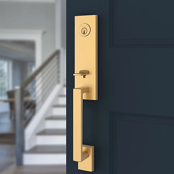 Baldwin - Reserve Collection - Tubular Entry Handlesets - Seattle 3/4 Escutcheon Emergency Egress Handleset w/ Contemporary Knob & Contemporary Square Rose