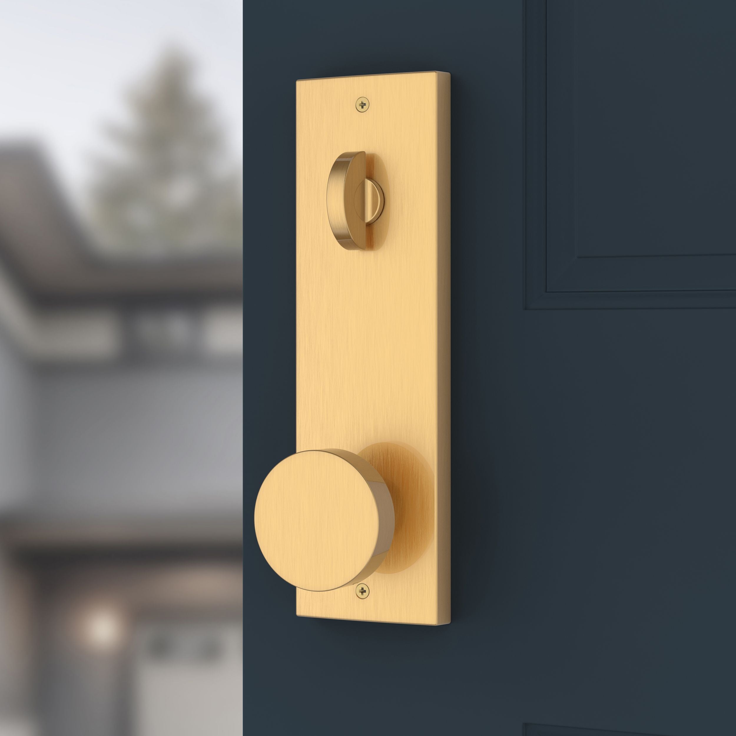 Baldwin - Reserve Collection - Tubular Entry Handlesets - Seattle 3/4 Escutcheon Emergency Egress Handleset w/ Contemporary Knob & Contemporary Square Rose