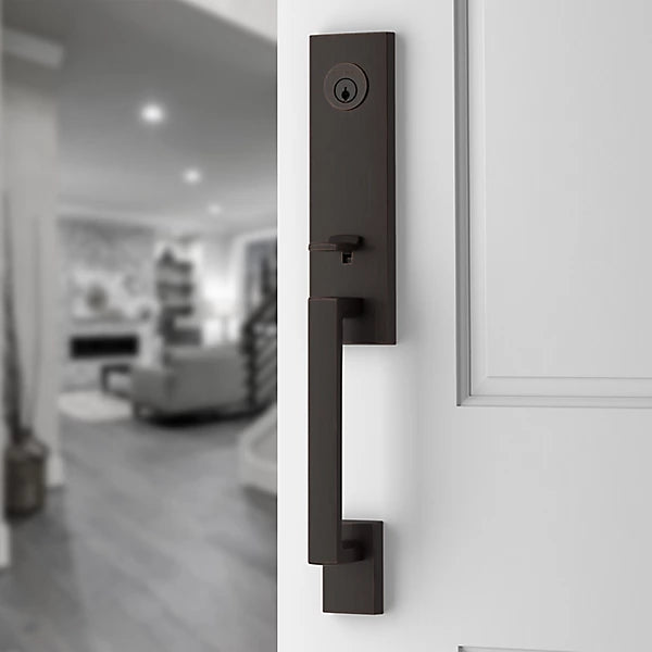 Baldwin - Reserve Collection - Tubular Entry Handlesets - Seattle 3/4 Escutcheon Emergency Egress Handleset w/ Contemporary Knob & Contemporary Square Rose