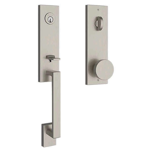 Baldwin - Reserve Collection - Tubular Entry Handlesets - Seattle 3/4 Escutcheon Emergency Egress Handleset w/ Contemporary Knob & Contemporary Square Rose