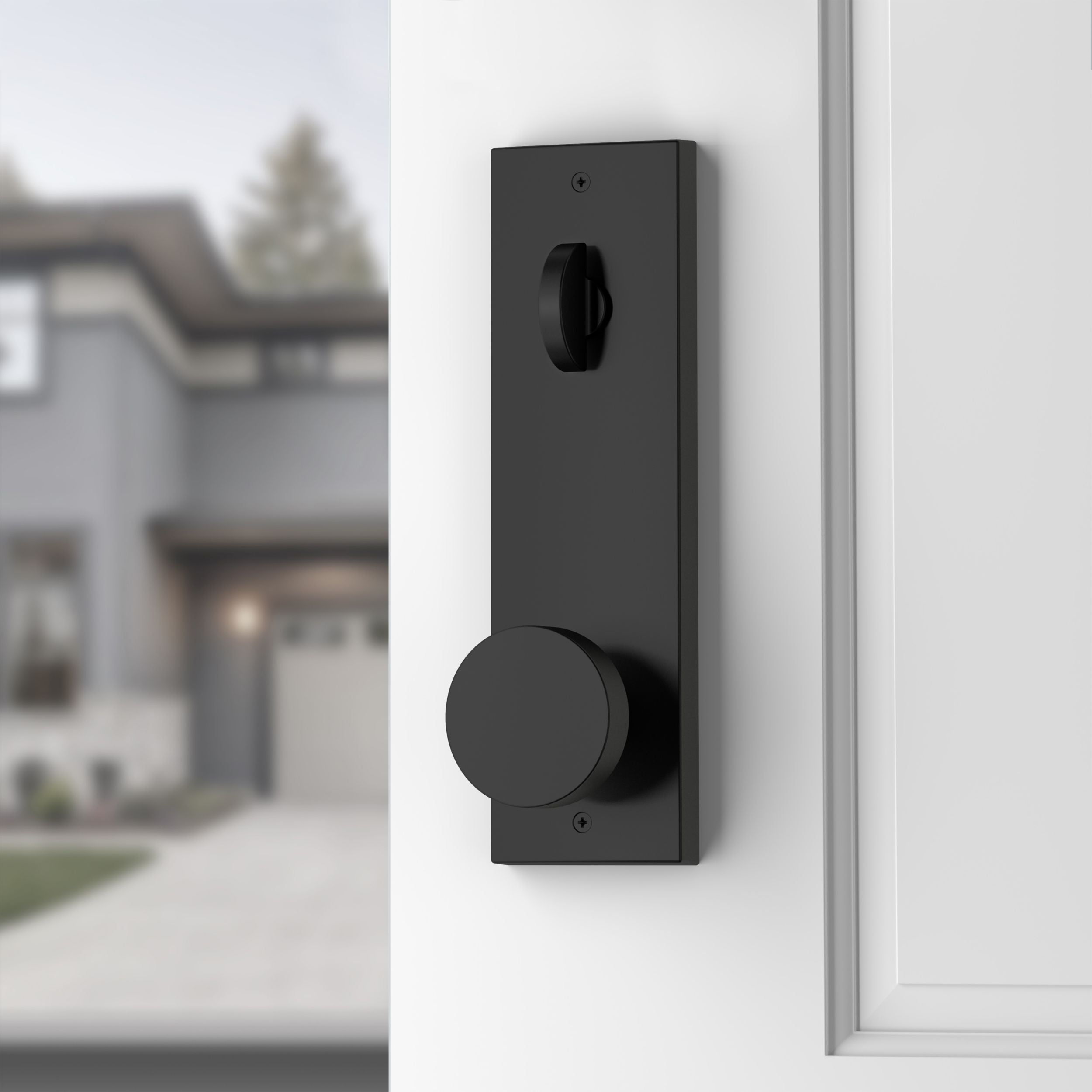 Baldwin - Reserve Collection - Tubular Entry Handlesets - Seattle 3/4 Escutcheon Emergency Egress Handleset w/ Contemporary Knob & Contemporary Square Rose