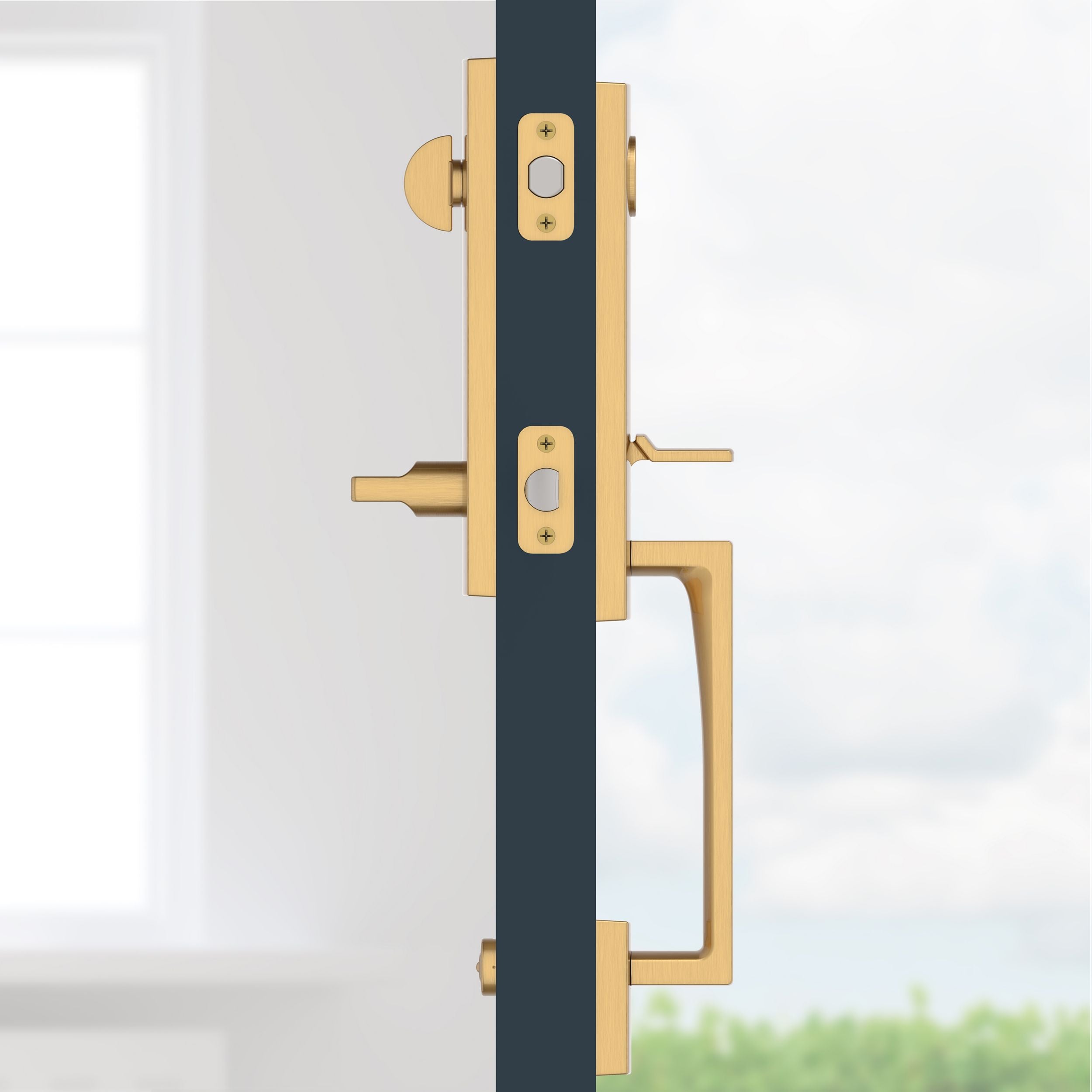 Baldwin - Reserve Collection - Tubular Entry Handlesets - Seattle 3/4 Escutcheon Emergency Egress Handleset w/ Square Lever & Contemporary Square Rose