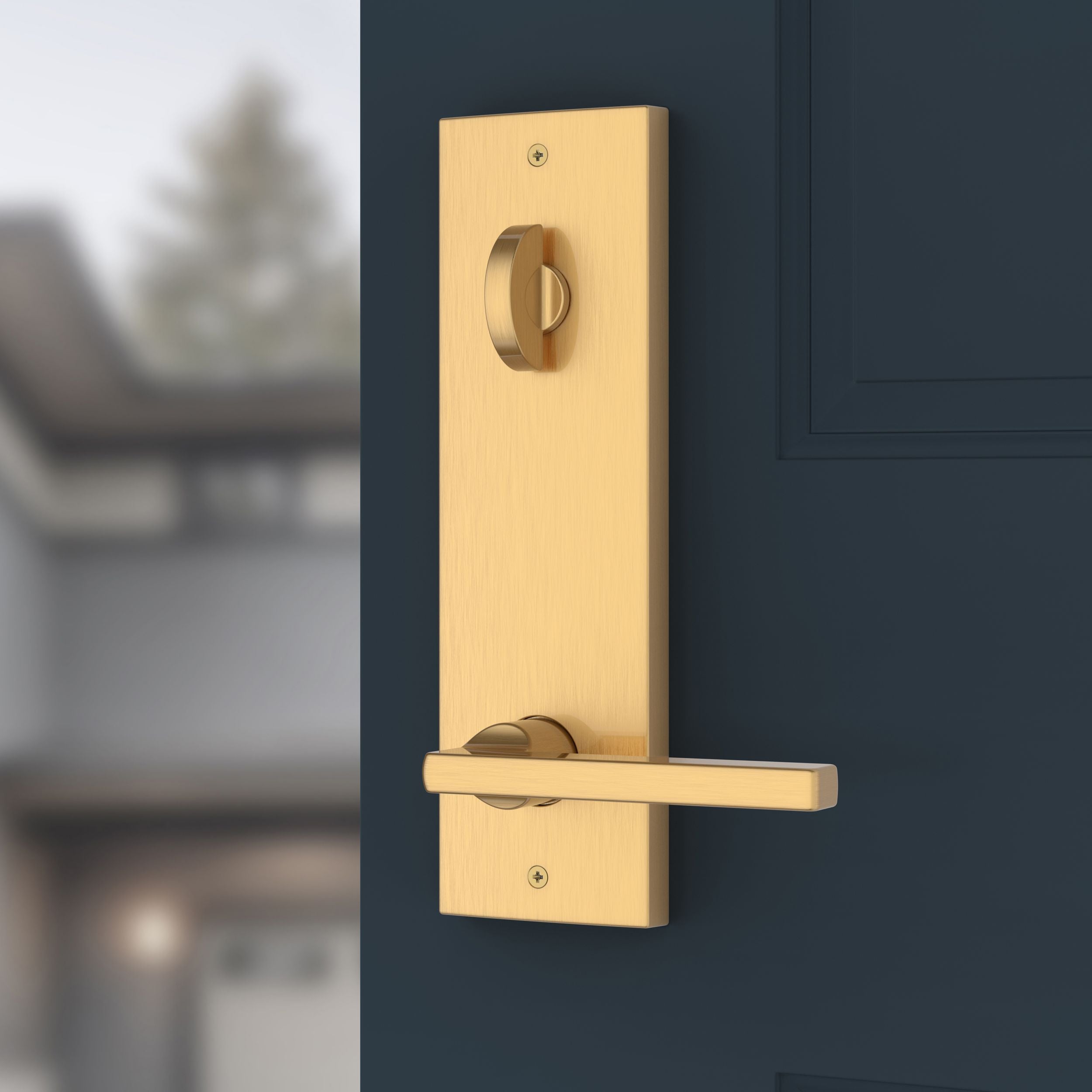 Baldwin - Reserve Collection - Tubular Entry Handlesets - Seattle 3/4 Escutcheon Emergency Egress Handleset w/ Square Lever & Contemporary Square Rose