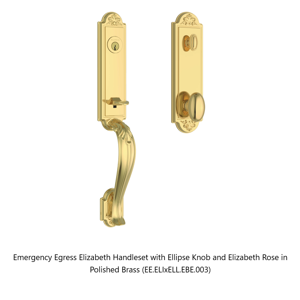 Baldwin - Reserve Collection - Egress Handlesets - Elizabeth 3/4 Escutcheon Tubular Entry Handleset with Interior Knob (Emergency Egress)