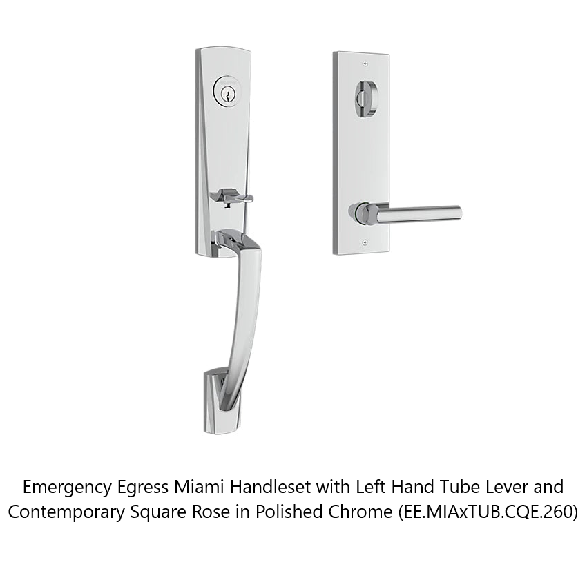 Baldwin - Reserve Collection - Egress Handlesets - Miami 3/4 Escutcheon Tubular Entry Handleset with Interior Lever (Emergency Egress)