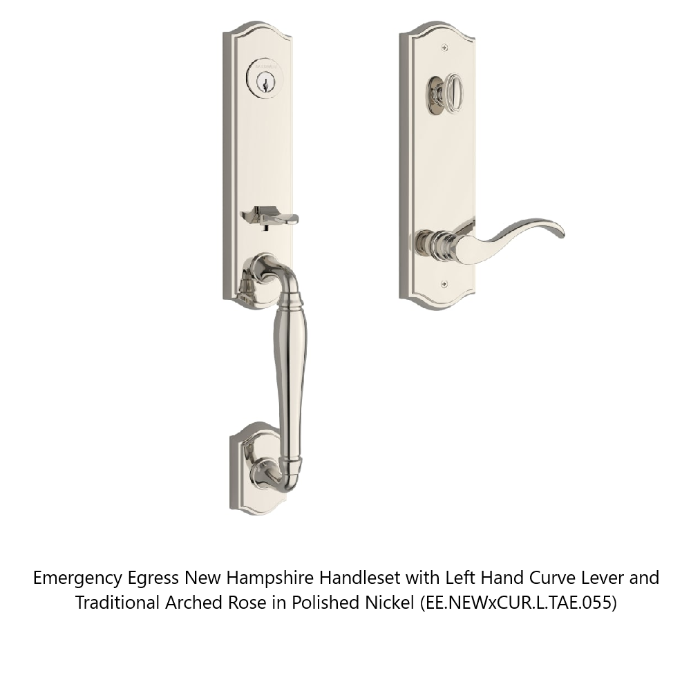 Baldwin - Reserve Collection - Egress Handlesets - New Hampshire 3/4 Escutcheon Tubular Entry Handleset with Interior Lever (Emergency Egress)