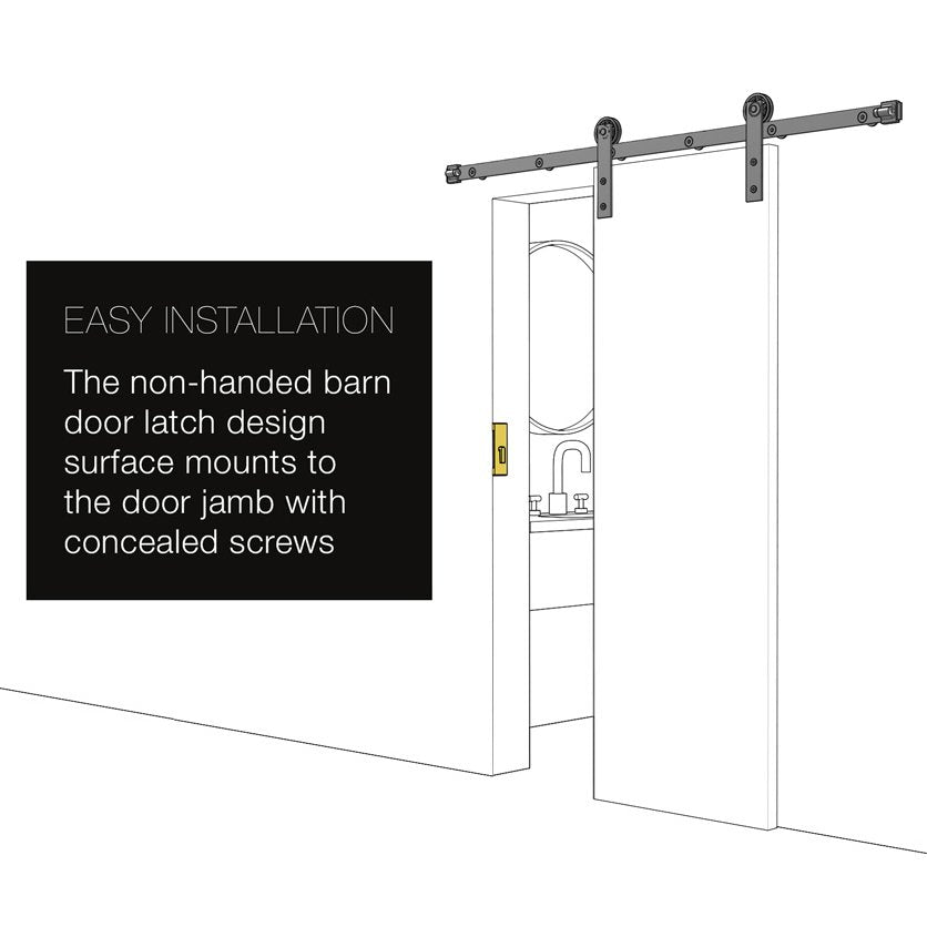 Emtek - Barn Door Hardware - Modern Rectangular Barn Door Privacy Lock And Narrow Flush Pull With Strike