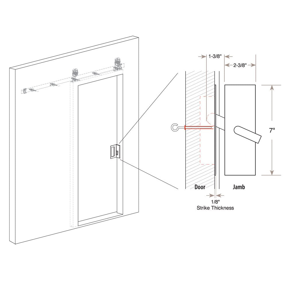 Emtek - Barn Door Hardware - Modern Rectangular Barn Door Privacy Lock With Strike