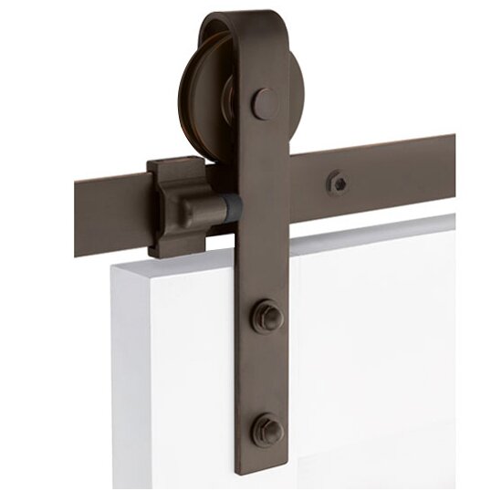 Emtek - Flat Track Sliding Barn Door Hardware - Classic Face Mount Hanger with Solid Wheel (Track Included)