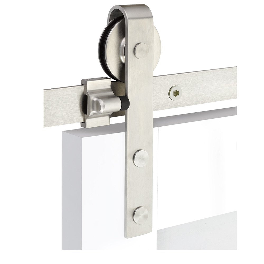 Emtek - Flat Track Sliding Barn Door Hardware - Classic Face Mount Hanger with Solid Wheel (Track Included)