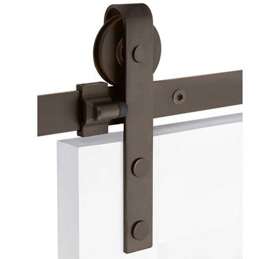 Emtek - Flat Track Sliding Barn Door Hardware - Classic Face Mount Hanger with Solid Wheel (Track Included)