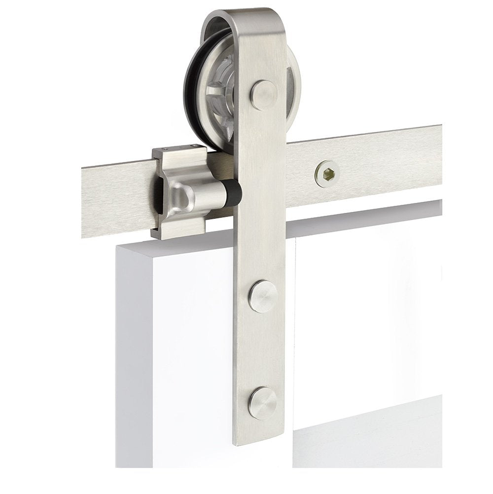 Emtek - Flat Track Sliding Barn Door Hardware - Classic Face Mount Hanger with Spoke Wheel (Track Included)