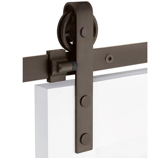 Emtek - Flat Track Sliding Barn Door Hardware - Classic Face Mount Hanger with Spoke Wheel (Track Included)