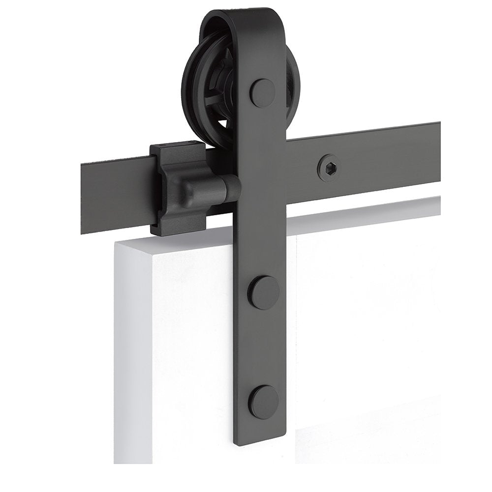 Emtek - Flat Track Sliding Barn Door Hardware - Classic Face Mount Hanger with Spoke Wheel (Track Included)