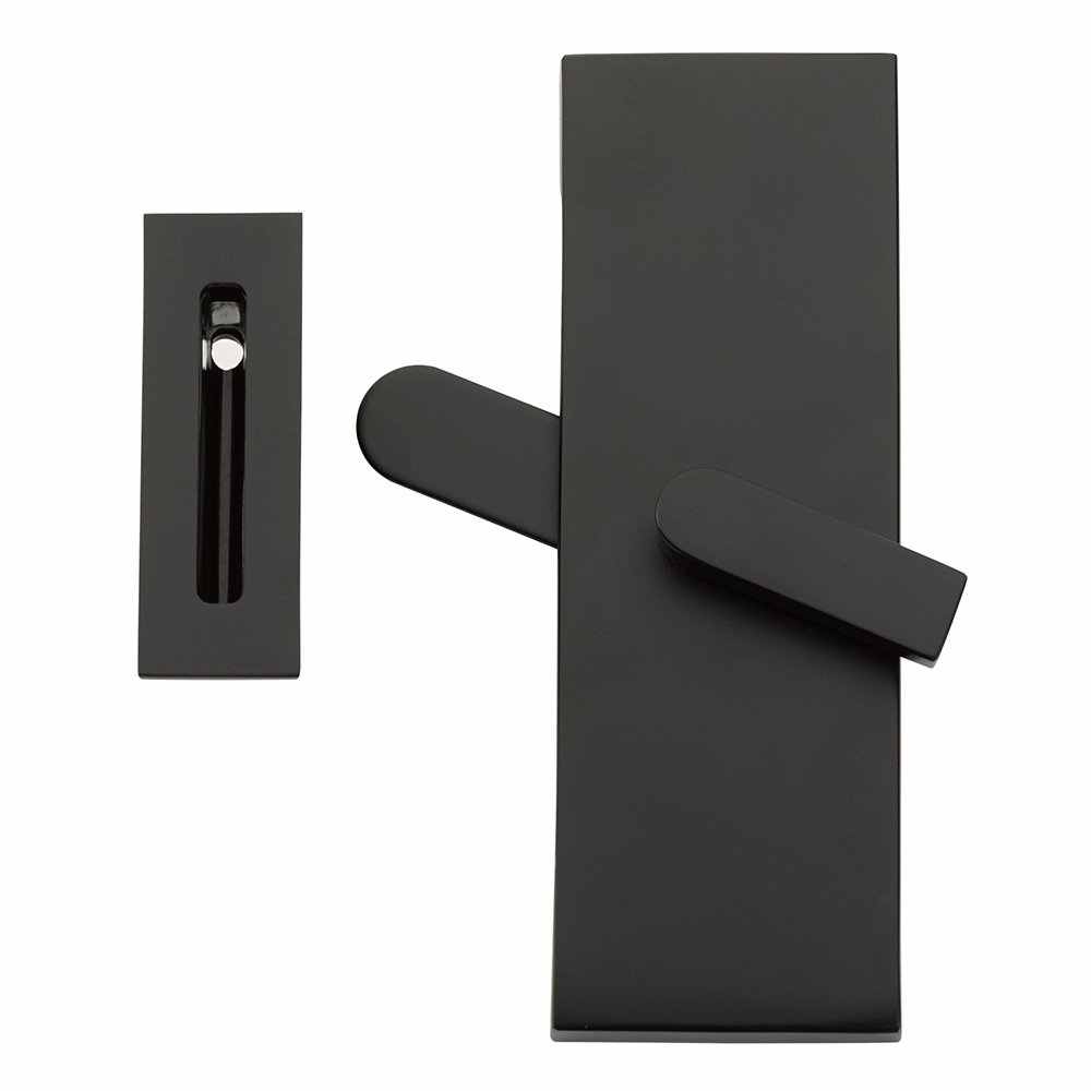 Emtek - Barn Door Hardware - Modern Rectangular Barn Door Privacy Lock With Strike