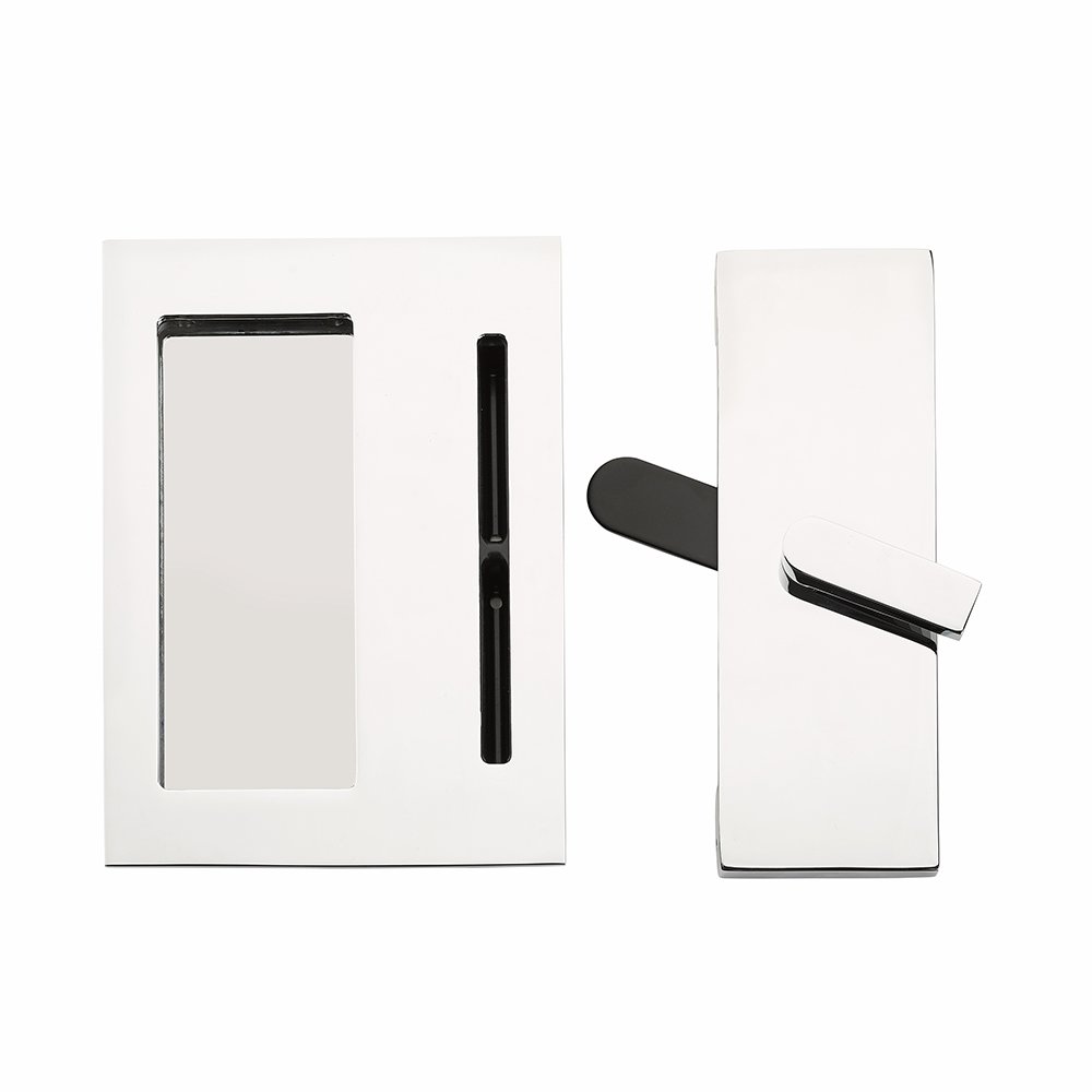 Emtek - Barn Door Hardware - Modern Rectangular Barn Door Privacy Lock And Flush Pull With Strike