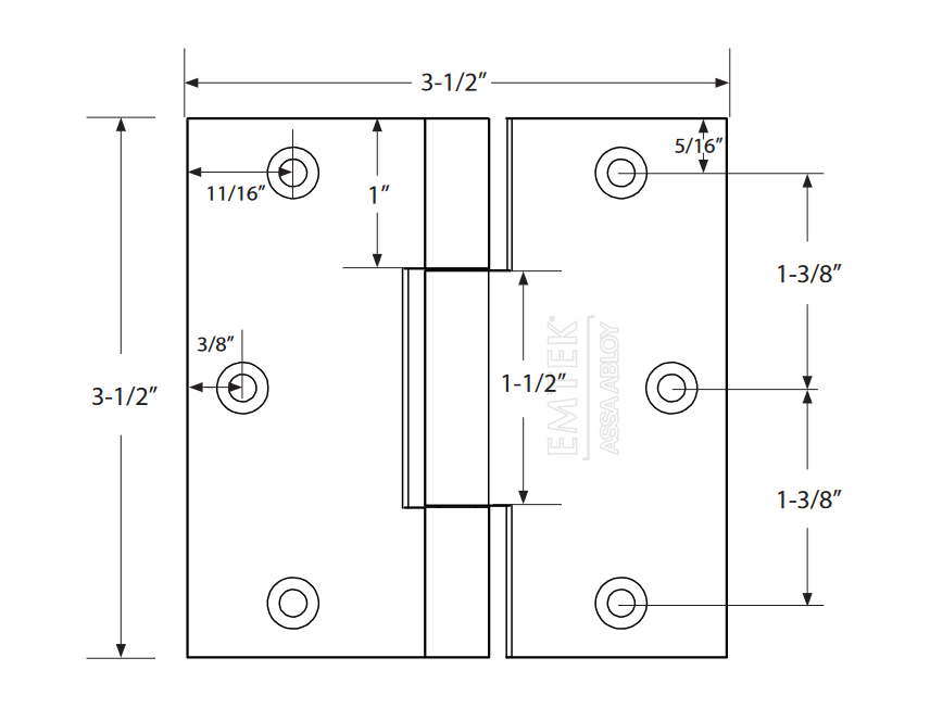 Emtek - Solid Brass Hinges - Heavy Duty Square Barrel Hinges (Pairs)