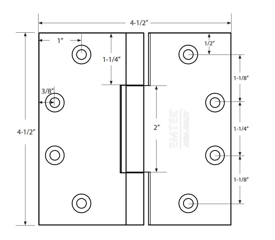 Emtek - Solid Brass Hinges - Heavy Duty Square Barrel Hinges (Pairs)