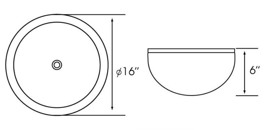 Lenova Sinks - Above Counter - GV-14 Glass Bathroom Sink - 16"