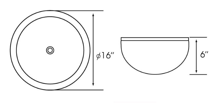 Lenova Sinks - Above Counter - GV-45 Glass Bathroom Sink - 16-1/2"